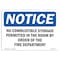 Signmission OSHA Notice, 5" Height, No Combustible Storage Permitted In This Sign, 7" X 5", Landscape OS-NS-D-57-L-14456 - alternate 1